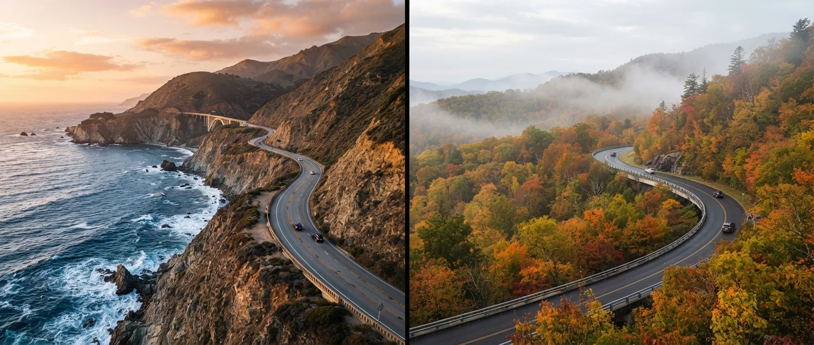 Pacific Coast Highway vs. Blue Ridge Parkway: Two Great American Road Trips Compared